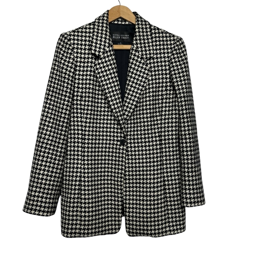 vintage 90s Linda Allard Ellen Tracy wool cashmere blend houndstooth blaze Sz 8